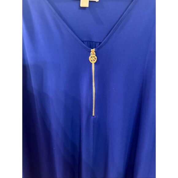 Michael Michael Kors Royal Blue Gold Zip Uo Blouse sz 3X - Picture 2 of 8